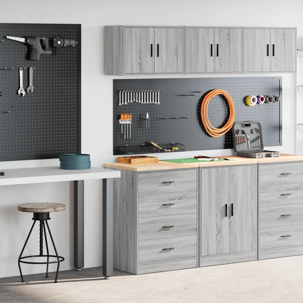 Armadi da Garage 2 pz Grigio Sonoma in Legno Multistrato 3328337