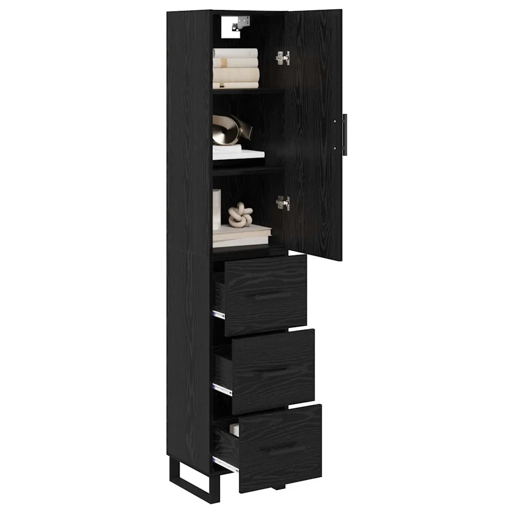 Credenza Rovere Nero 34,5 x 34 x 180 cm Legno multistrato 3416155