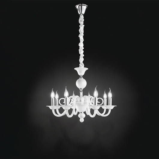 Lampadario Classico Bougie Metallo Bianco 8 Luci E14