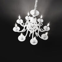 Lampadario Classico Bougie Metallo Bianco 8 Luci E14