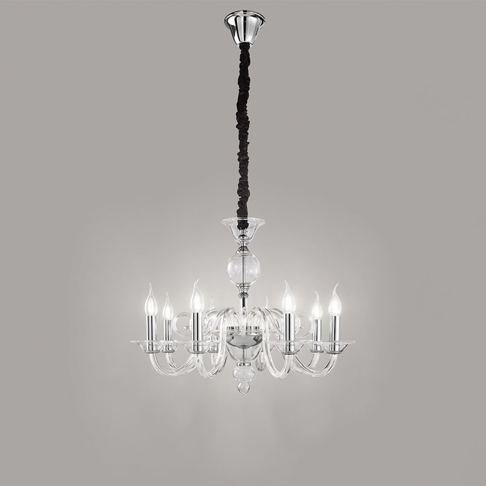 Lampadario Classico Bougie Metallo Trasparente 8 Luci E14