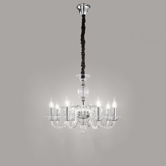 Lampadario Classico Bougie Metallo Trasparente 8 Luci E14