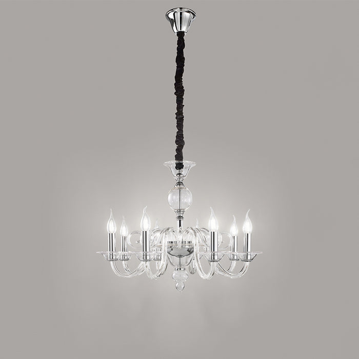 Lampadario Classico Bougie Metallo Trasparente 8 Luci E14