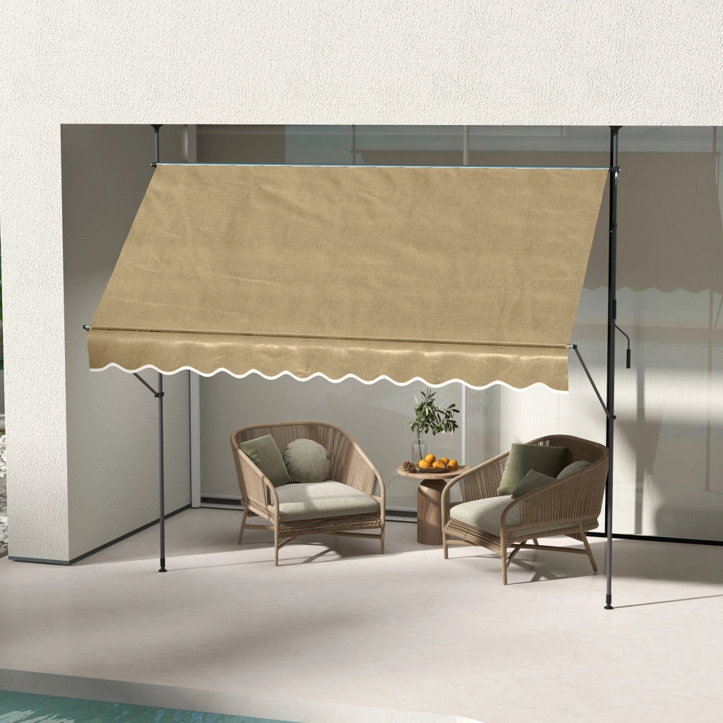 Tenda da Esterno Manuale Retrattile con Manovella ¨C Zephmum ¨C Beige 300x120x210-300 cm