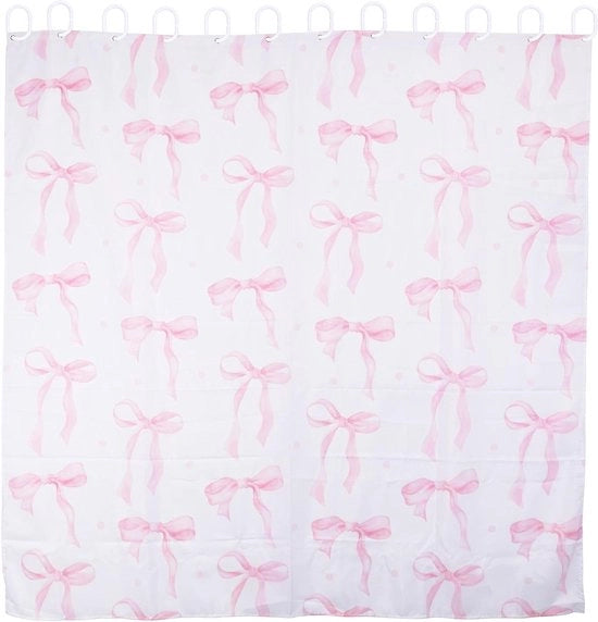 Douchegordijn in Tela di Poliestere Rosa 180x180cm con Ganci