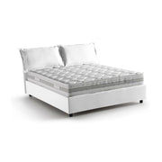 Letto matrimoniale Arden, Letto contenitore con rivestimento in tessuto, Made in Italy, Apertura frontale, con materasso cm 140x190 incluso, Bianco