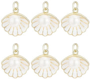 Conchiglie imitazione per gioielleria in ebanite bianca - 6 pezzi - 15,3 mm di larghezza - 15,5 mm di lunghezza - per creare accessori marittimi eleganti