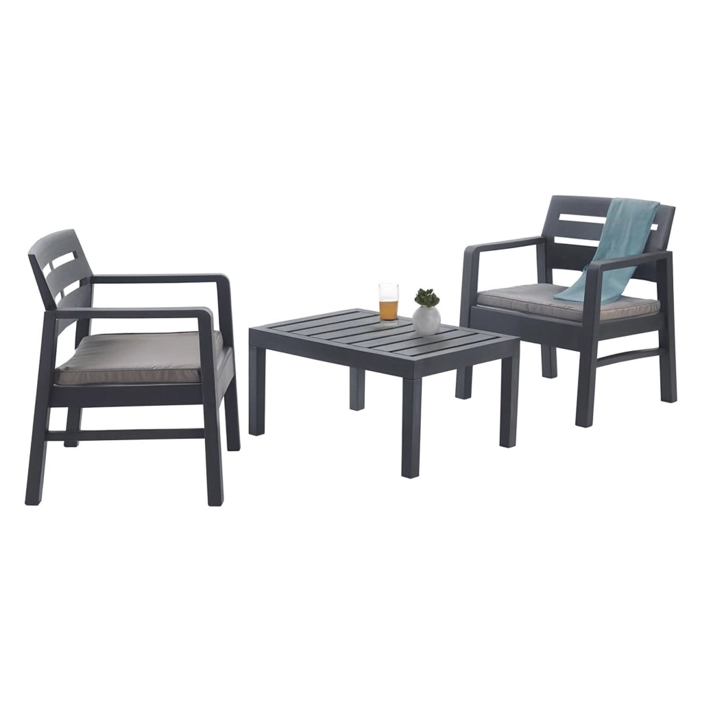Salottino Outdoor Alfio, set Salotto da Esterno 2 Posti Made in Italy, Nero Antracite