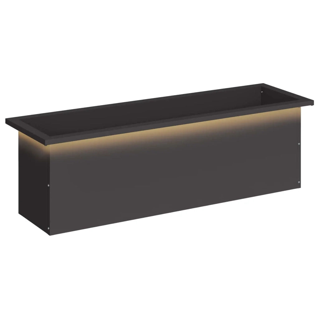 Fioriera da giardino con LED Nero 30 x 100 x 30 cm Acciaio 8008112