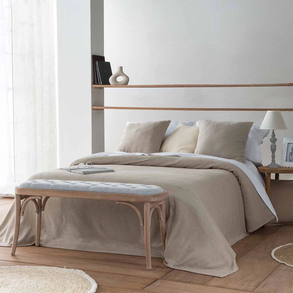 Sgabello imbottito in legno grigio 110x37x47h