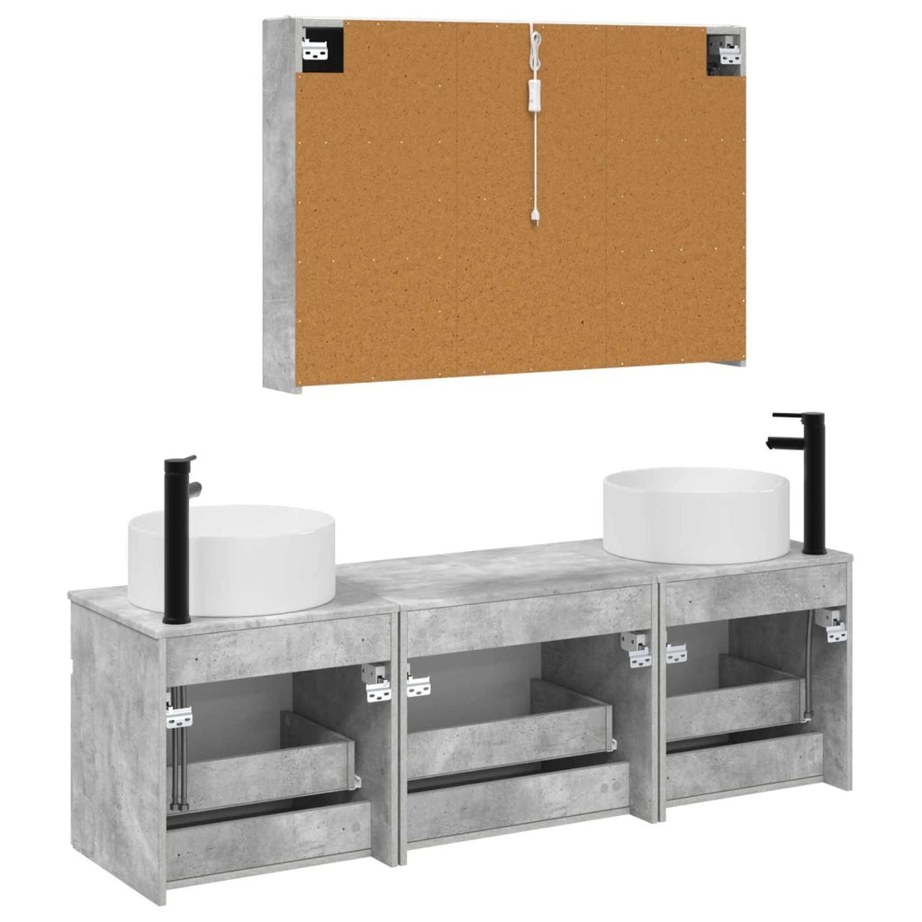 Set di Armadi da Bagno 4 pcs Grigio Cemento 3406666