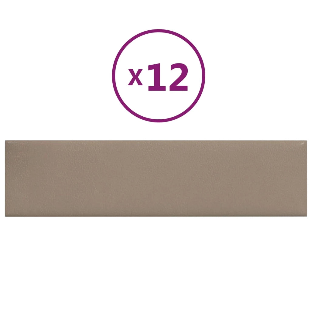 Testiera da Parete 12 pcs Cappuccino 60 x 15 cm Tessuto 4008335