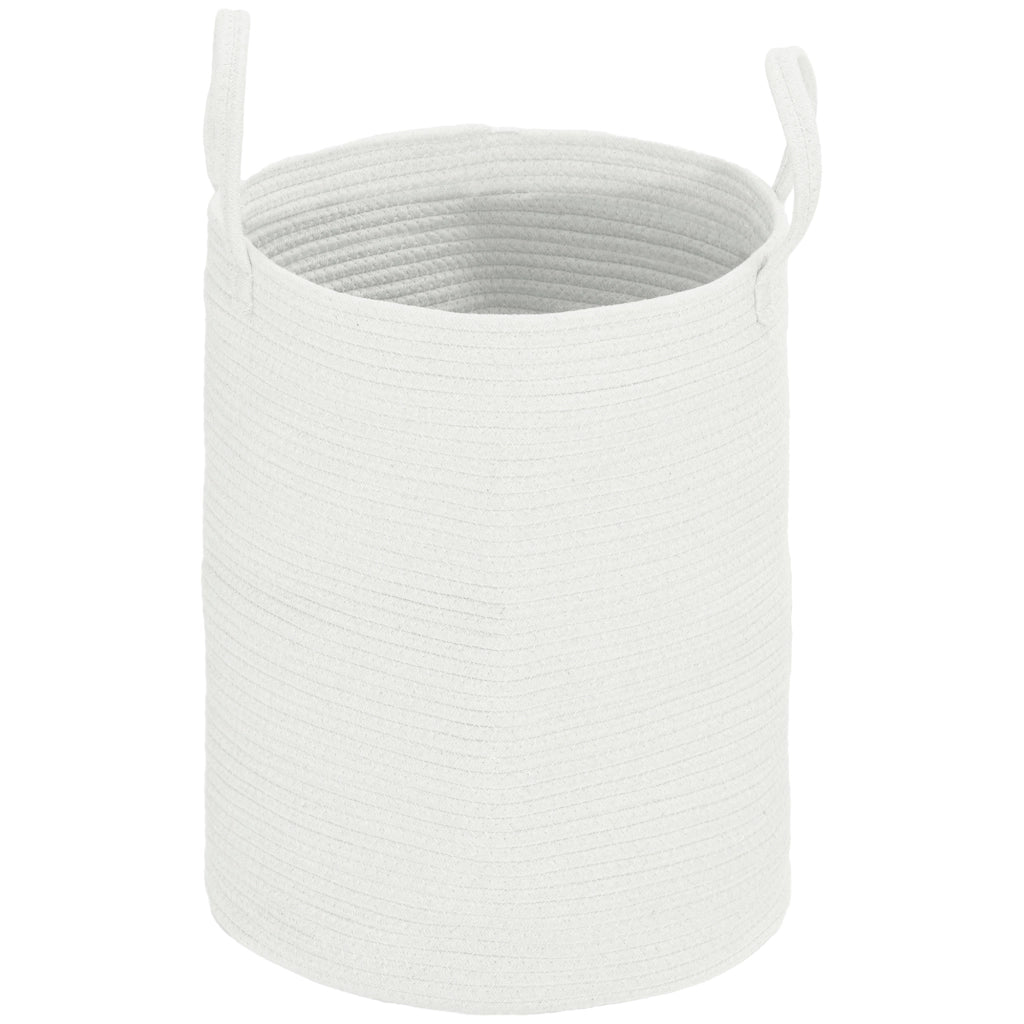 Cesto Portabiancheria da 36L Portatile e Pieghevole con Manici, Cesto Biancheria in Cotone Naturale, ?38x45 cm, Bianco Crema
