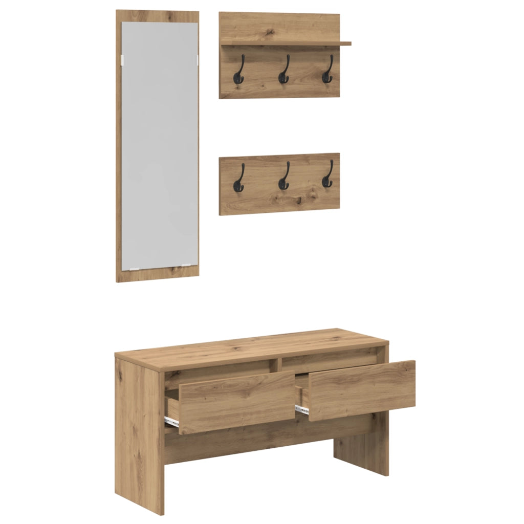 Set di Mobili per Corridoio in 4 Pezzi in Rovere Artigianale