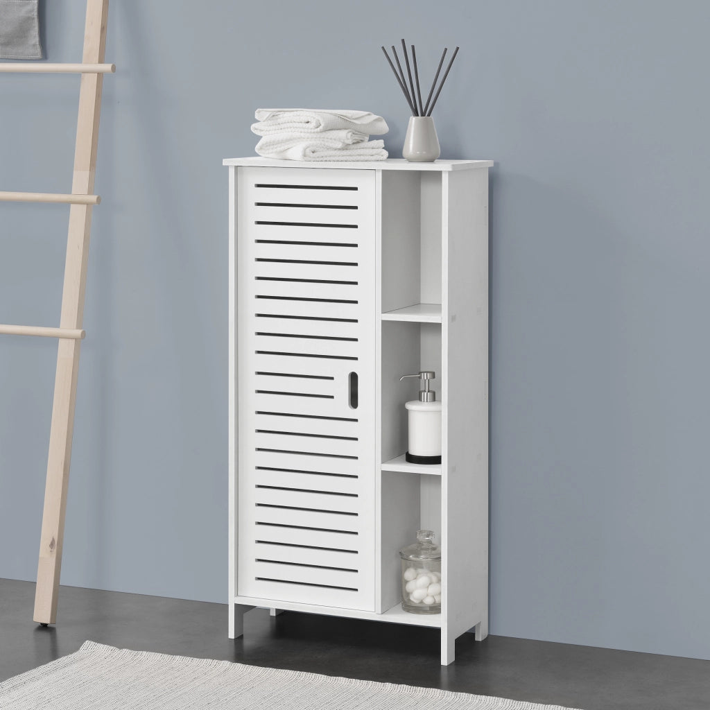 Armadietto da Bagno a Terra con Scomparti 96 x 48 x 24 cm Mobiletto da Stoccaggio Ripostiglio da Bagno con Sportello /