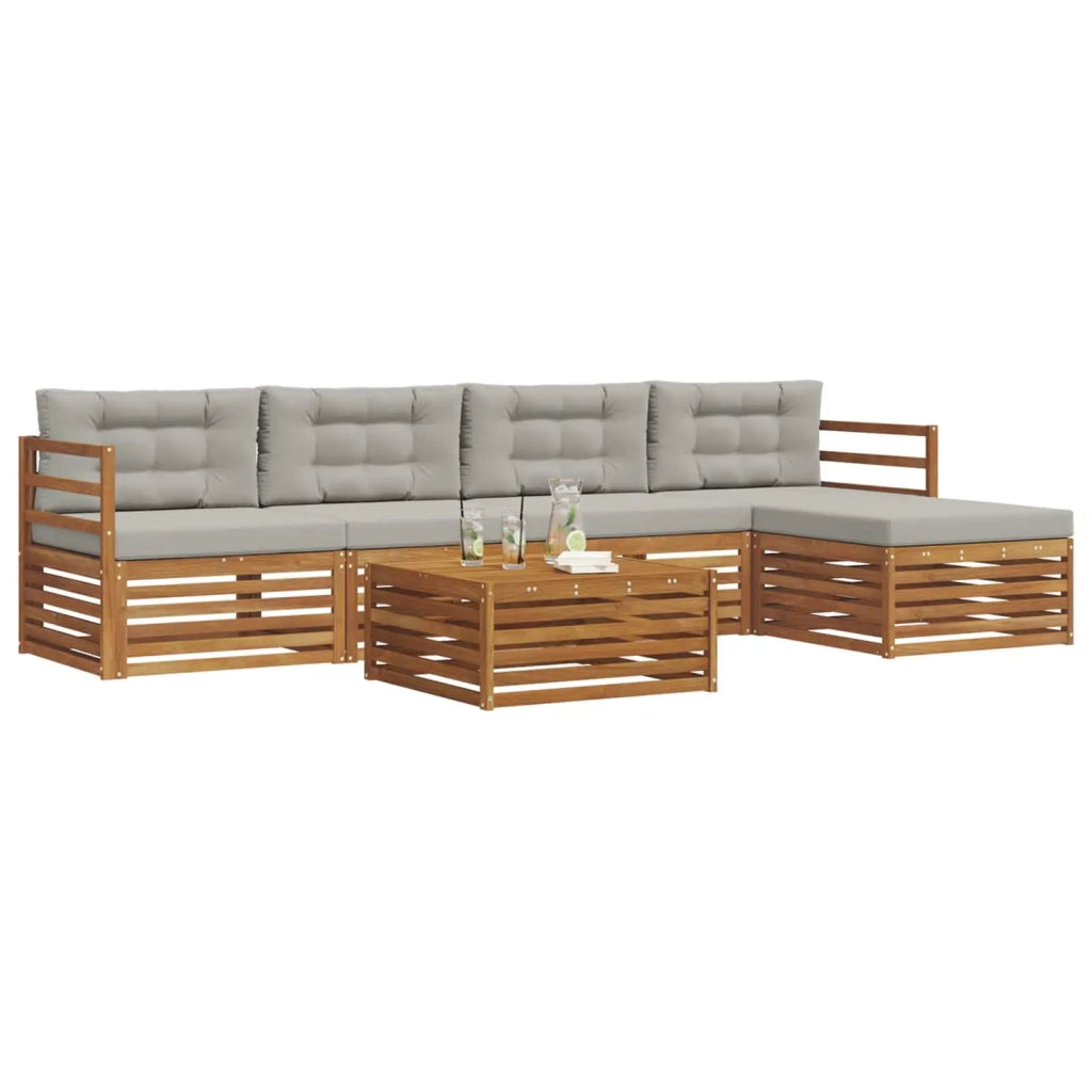 Set di divani da esterno 6 pcs Grigio Naturale e Chiaro