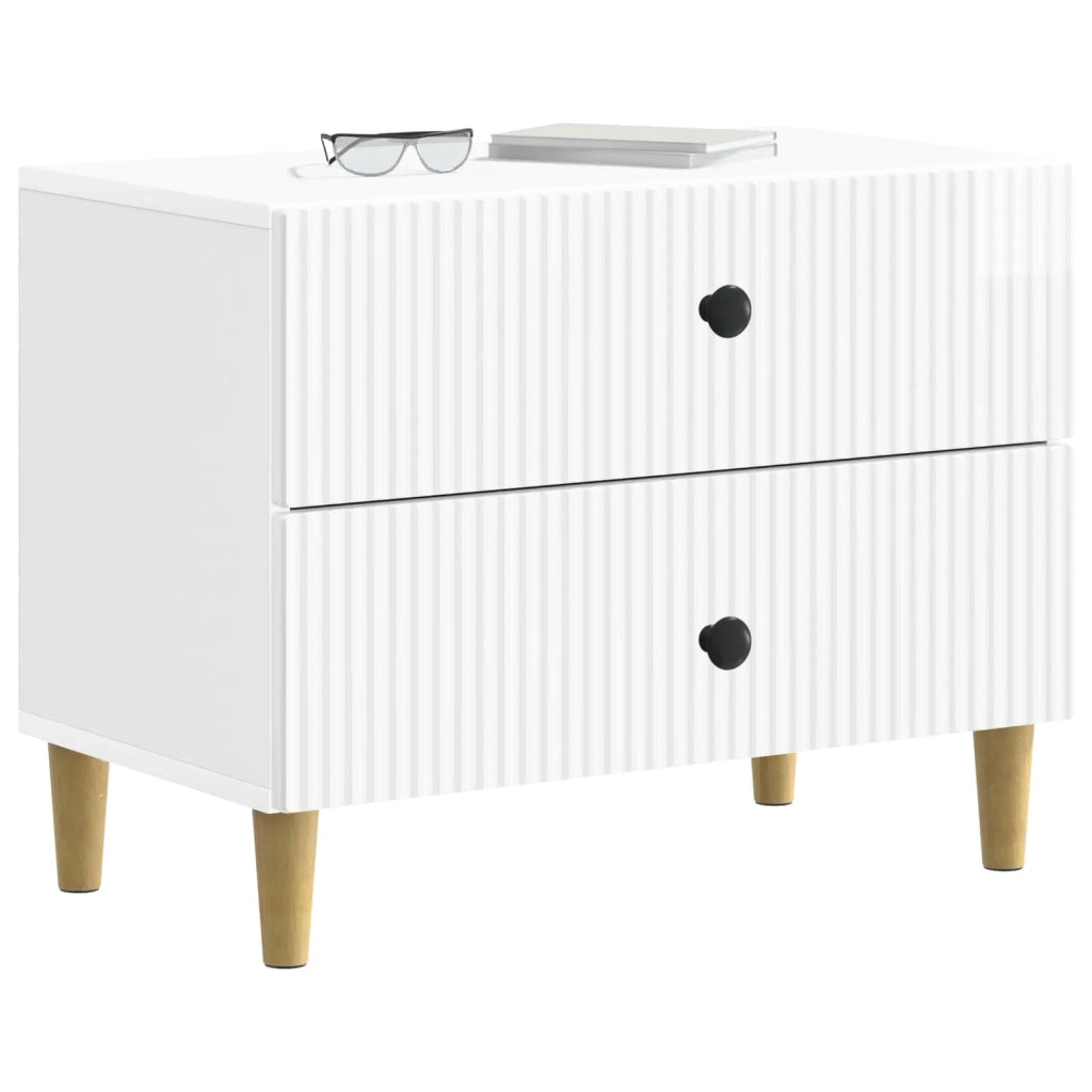 Armadio da Notte con cassetto Bianco Lucido 62 x 34,5 x 48 cm 894549