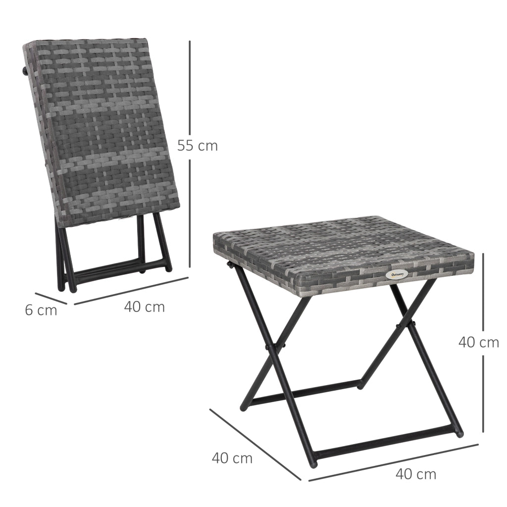 Tavolino da esterno pieghevole ¨C Zephmum ¨C Grigio metallo 40x40x40 cm