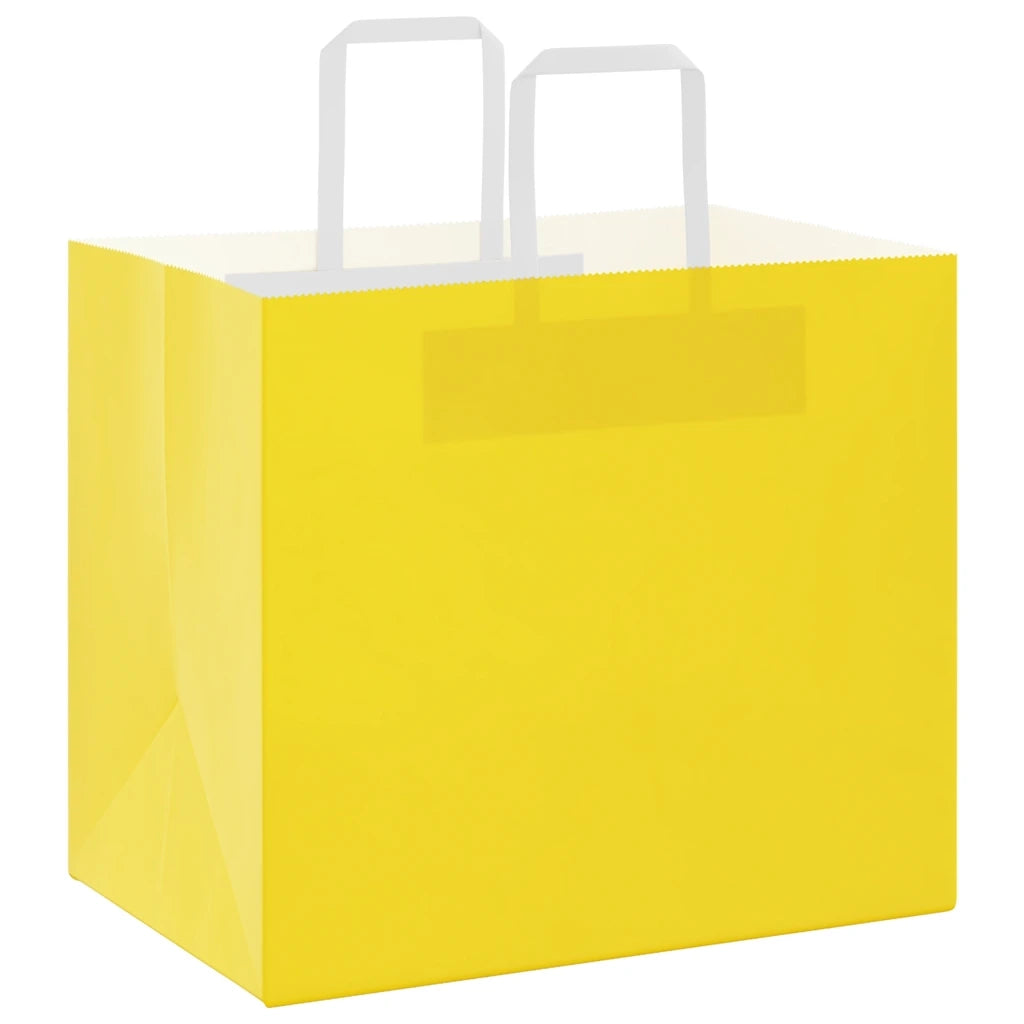 Sacchetti di Carta 250 pz con Manici Gialli 32x22x28 cm 4102016