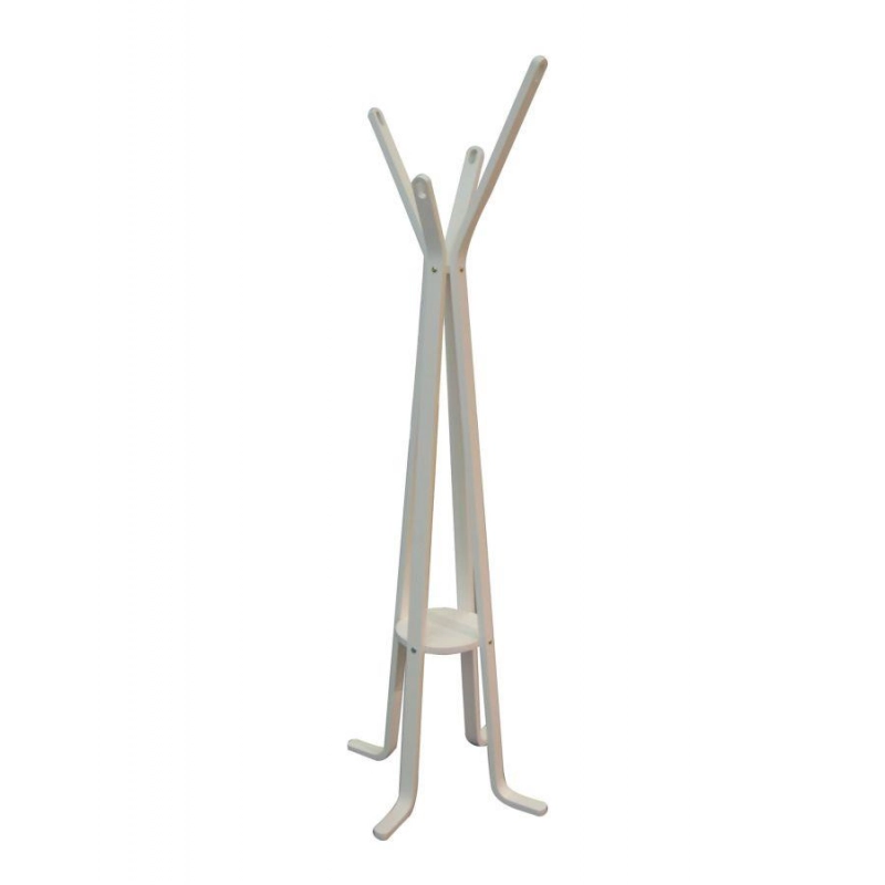Attaccapanni a stelo legno bianco 4 braccia cm 50h180