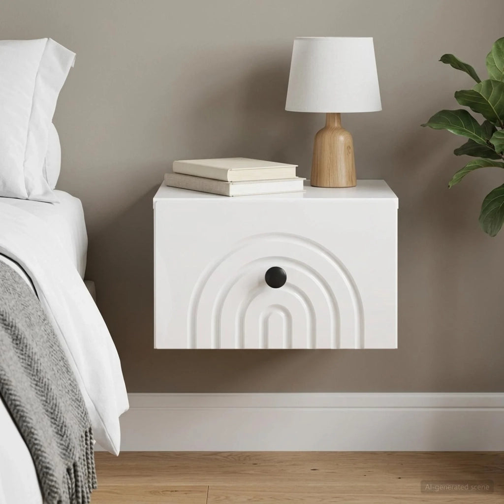 Mobiletto da notte a muro Bianco Lucido 33 x 34,5 x 20 cm 898093