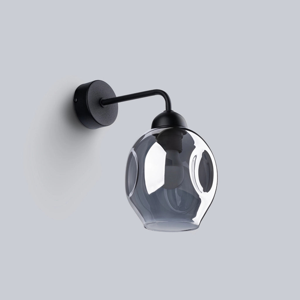 Applique Pure Lume BROSSA nera vetro fumé E27 1 luce