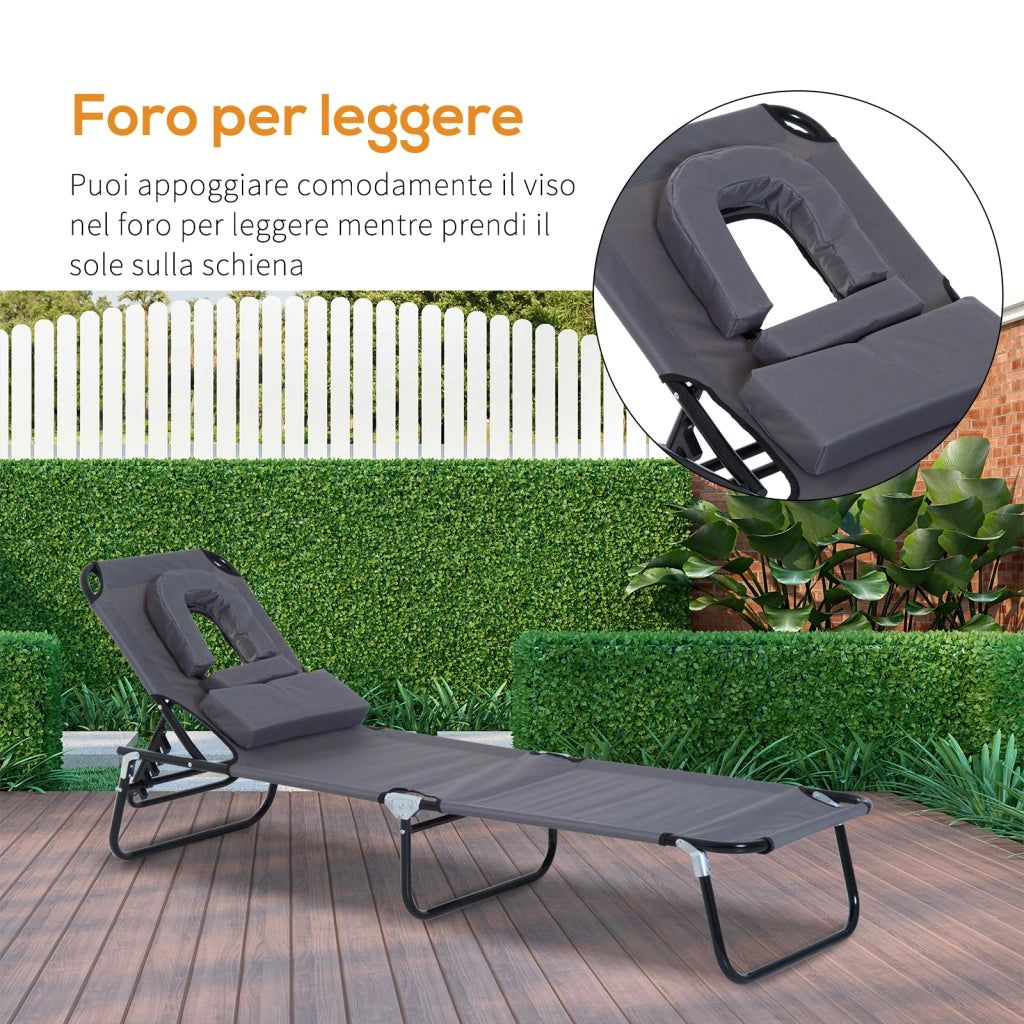 Lettino da Giardino ¨C zephmum ¨C Grigio 75x200 cm
