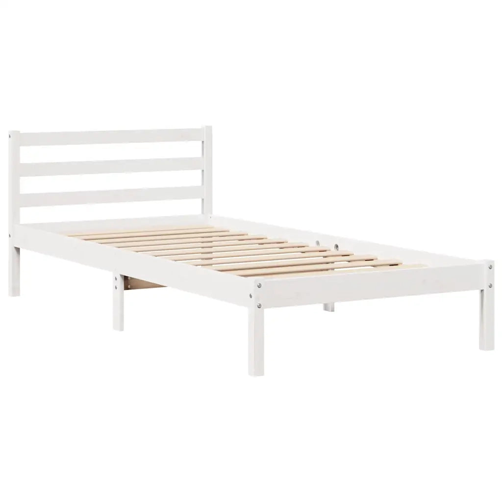 Letto senza Materasso Bianco 90x190 cm in Legno Massello Pino