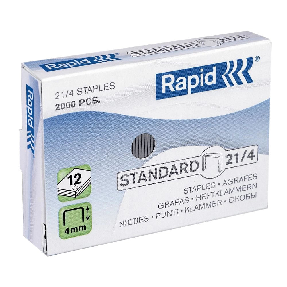 PUNTI PER CUCITRICE '21/4' Per codice 0496002 - H. 4 mm - confezione 2000 pezzi - RAPID