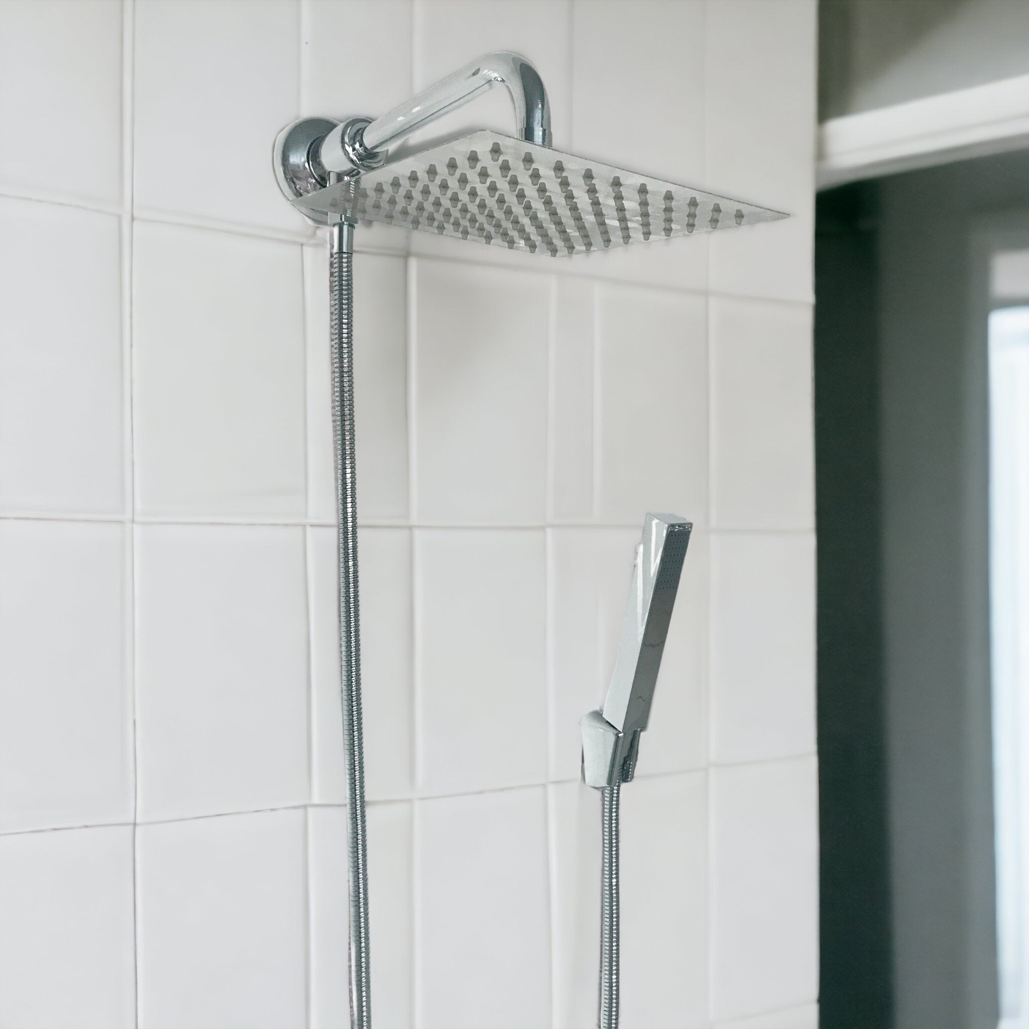 Kit doccia con deviatore a pressione e braccio cm 25