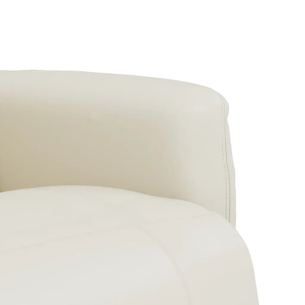 Divano Sedia-Poltrona Reclinabile con Poggiapiedi Crema in Similpelle 439984