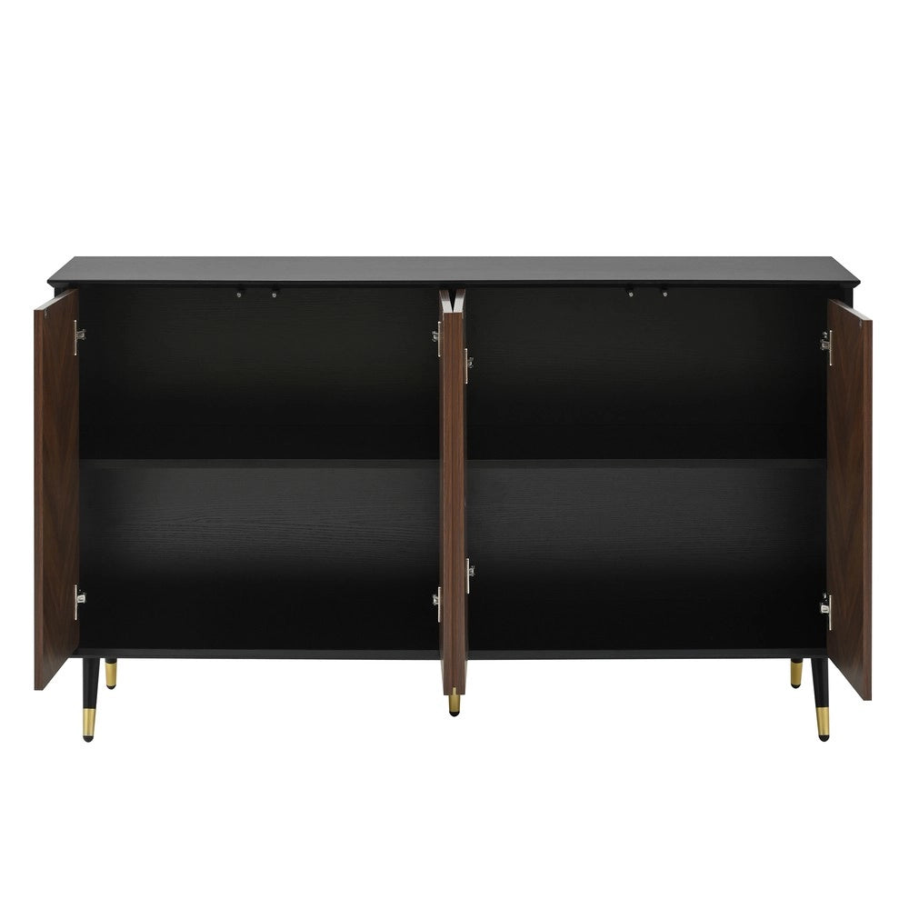 Credenza Moderna ¨C MINIMAL ¨C Legno MDF, 4 Ante, Ripiani Regolabili, Gambe in Metallo