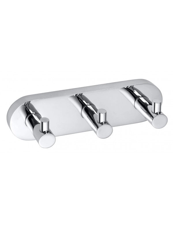 Gancio appendiabiti triplo OMEGA in ottone cromato 18,5x5x5 cm