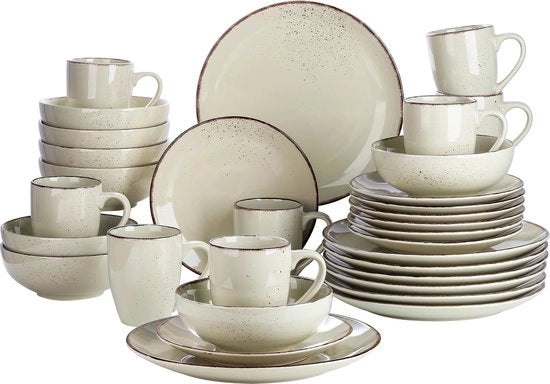 Servizio da 8 persone 32-delicato set da tavola in ceramica con stile vintage, comprensivo di piatto da portata