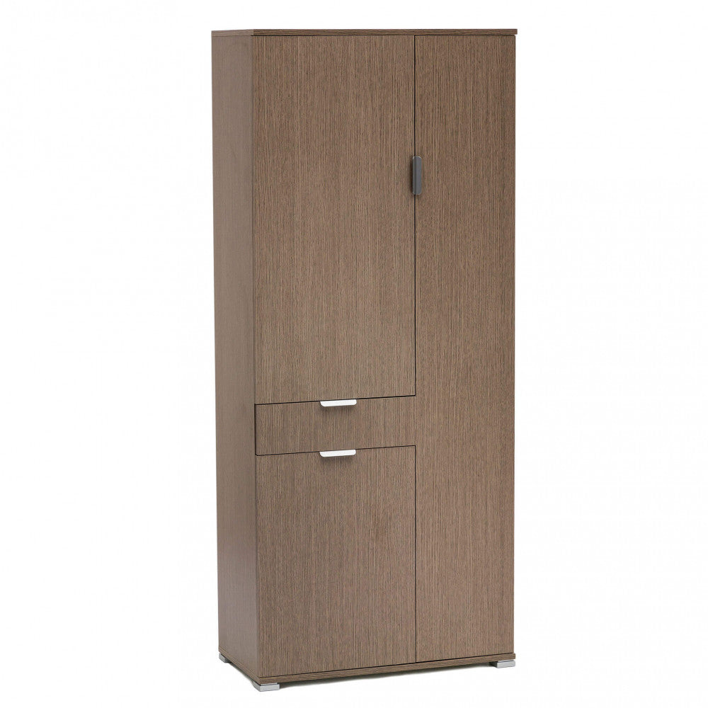 Armadio 3 Ante 1 Cassetto 75x38x174 h cm in Truciolare bilaminato Rovere grigio