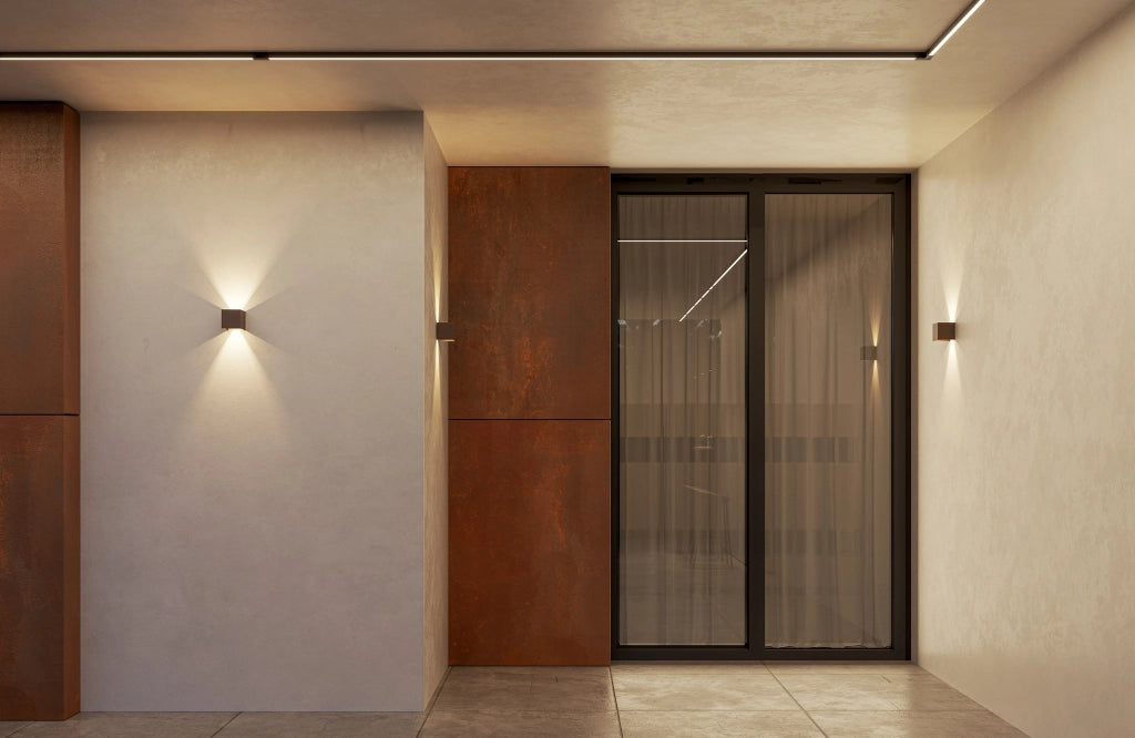Lek Applique a LED da Parete per Interni ed Esterni 6,8W 2700K Bianco Opaco, Fascio Regolabile 0-120 gradi, Grado di Protezione IP54 IK04, Serie Wall