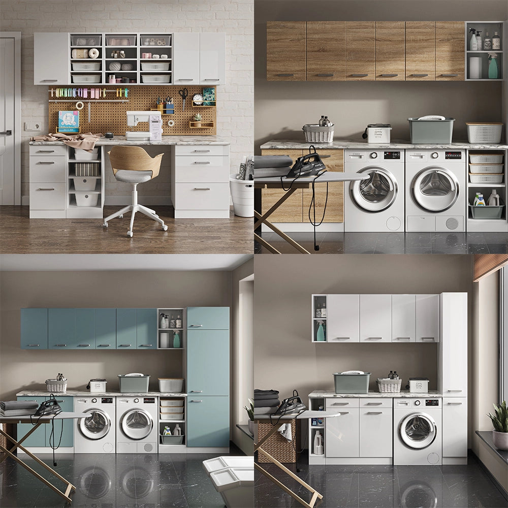 Vicco Dispensa universale Antracite lucido 60 cm con ripiani e ante a giorno