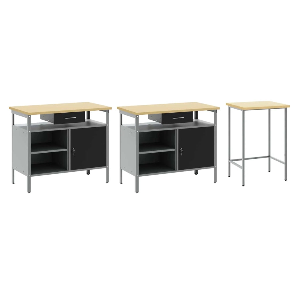 Set banco da lavoro con cassetto 3 pcs Rosso e Grigio 3321397