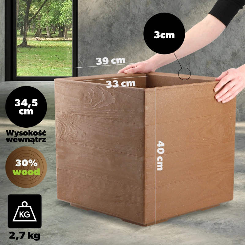 KADAX Zestaw Kwietnik KARO ECO wood 400x400 deska
