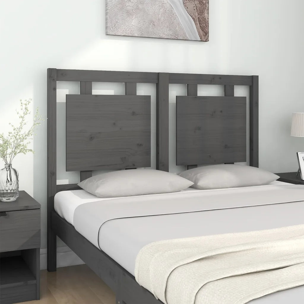 Testiera | Testata per Letto Grigia 125,5x4x100 cm Legno Massello di Pino