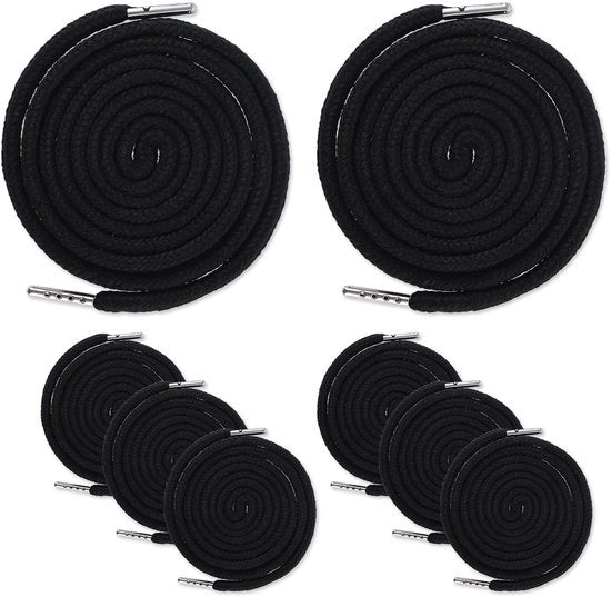 Cintura per Capuchon - Corda per Trekking - Stringa per Giacca - Cappuccio Corda - Corda per Pantaloni da Jogging - Cappuccio Metallico - 8 Pezzi 130cm Nero - Corda per Trekking