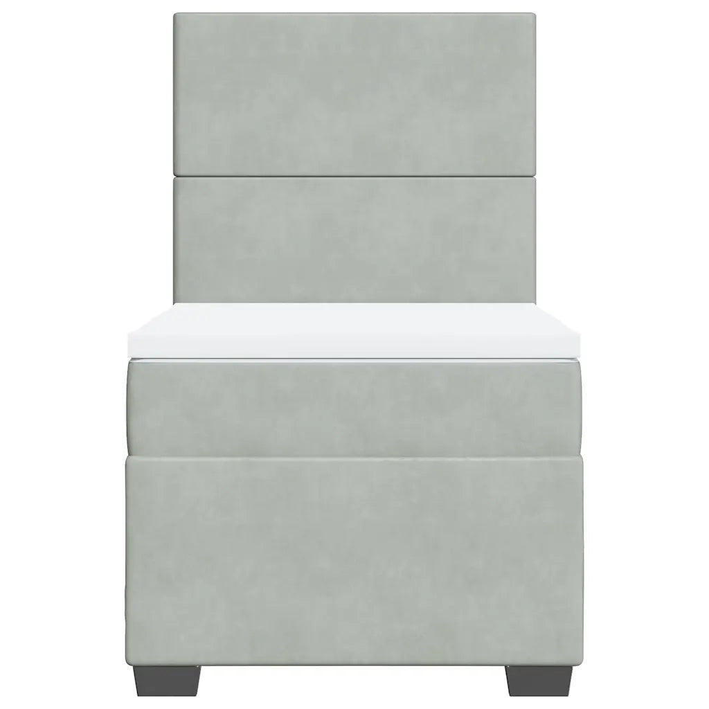 Giroletto a Molle con Materasso Grigio Chiaro 100x200cm Velluto