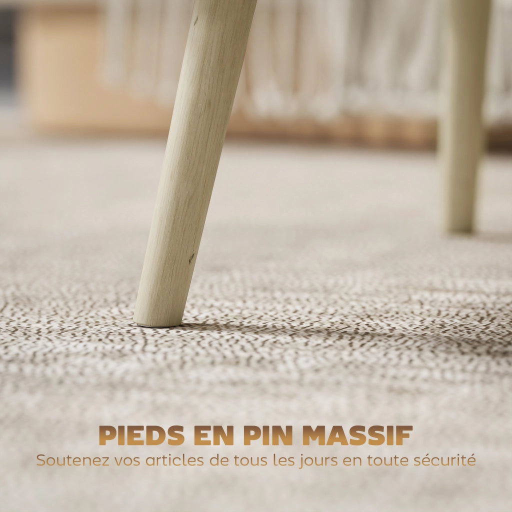 Tavolino da salotto con ripiani nascosti e gambe in pino ¨C Minimal ¨C 91x56x43 cm, effetto quercia
