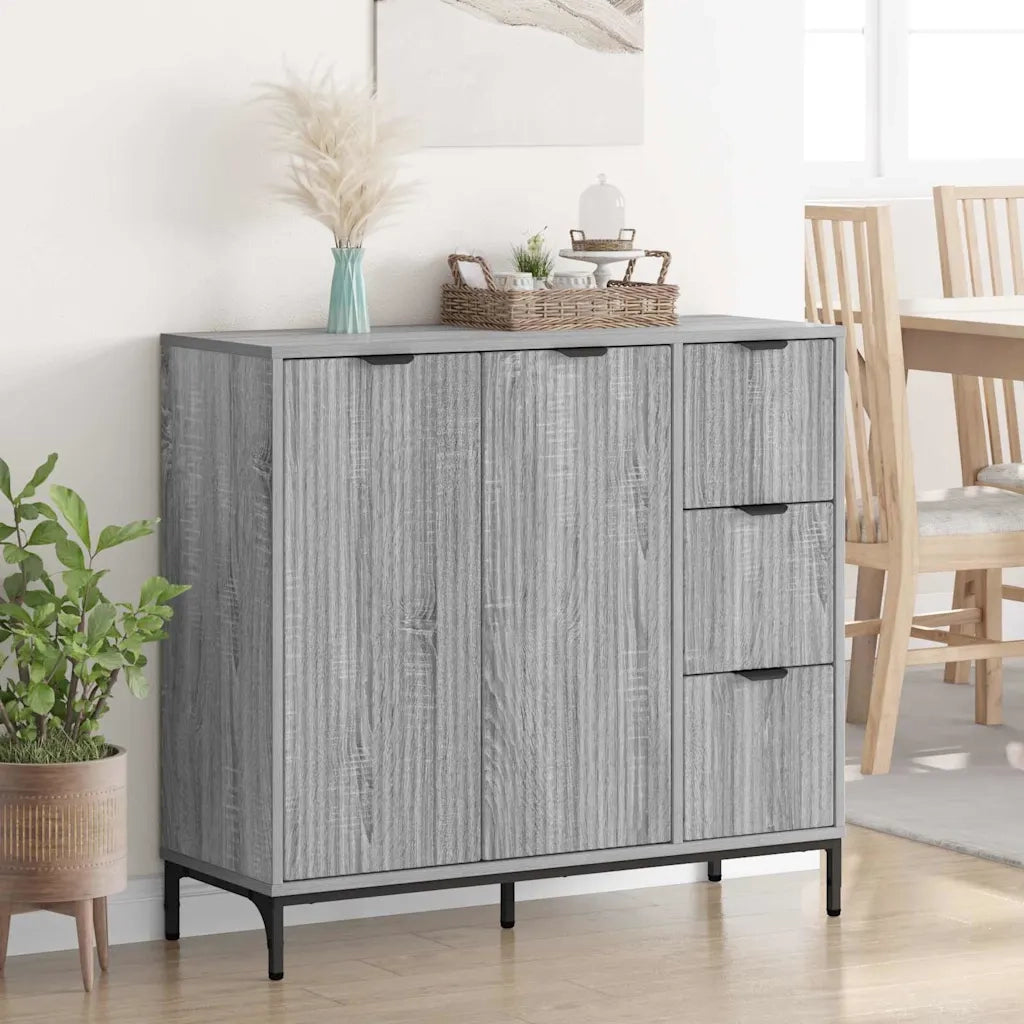 Credenza | Madia | Buffet da pranzo | Armadio da pranzo Grigio Sonoma 89,5 x 33 x 82 cm Legno multistrato