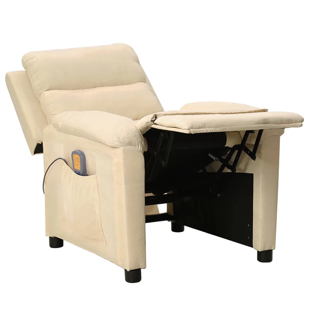 Poltrona Massaggiante Reclinabile Crema in Tessuto cod mxl 32429