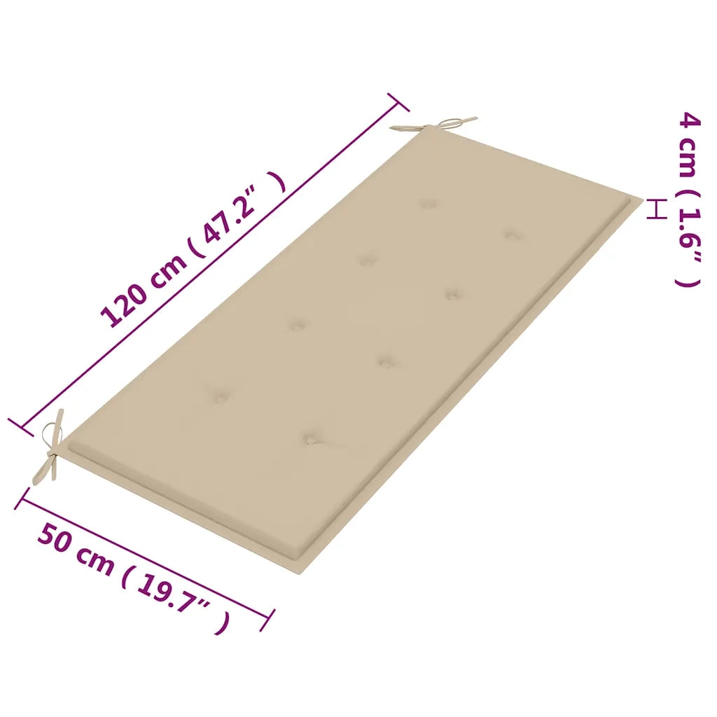 Panchina da Giardino 2 Posti e Cuscino 120cm Massello Eucalipto cod mxl 72302