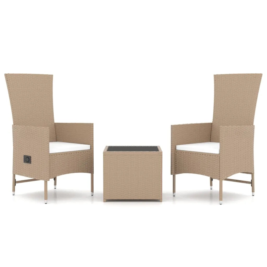 Set Mobili da Giardino 3 pz Beige Polyrattan e Acciaiocod mxl 76430