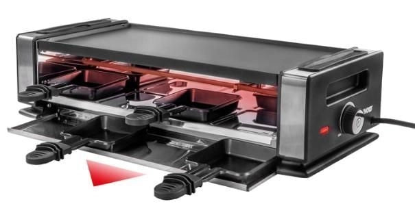 Unold 673773 Raclette Finesse Basic Raclette Elettrico 1200 W Piastra Reversibile 8 Pentole colore Nero
