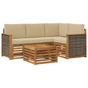 Set di divani da esterno 5 pcs Naturale e Beige 59 x 59 x 37 cm