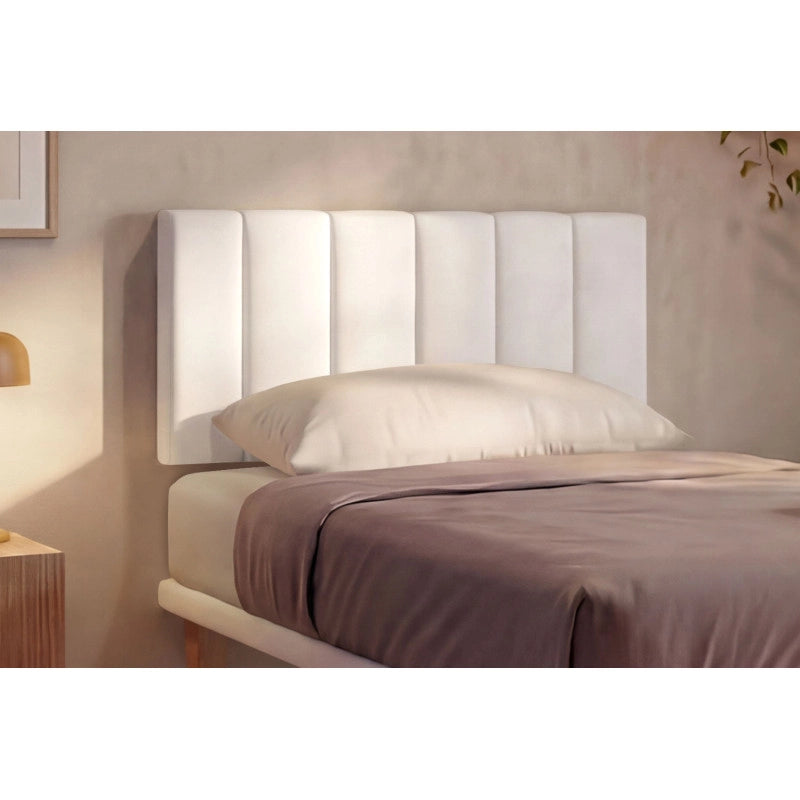 Letto imbottito Singolo 80x190 cm Vertical - Bianco,Similpelle,Con rete